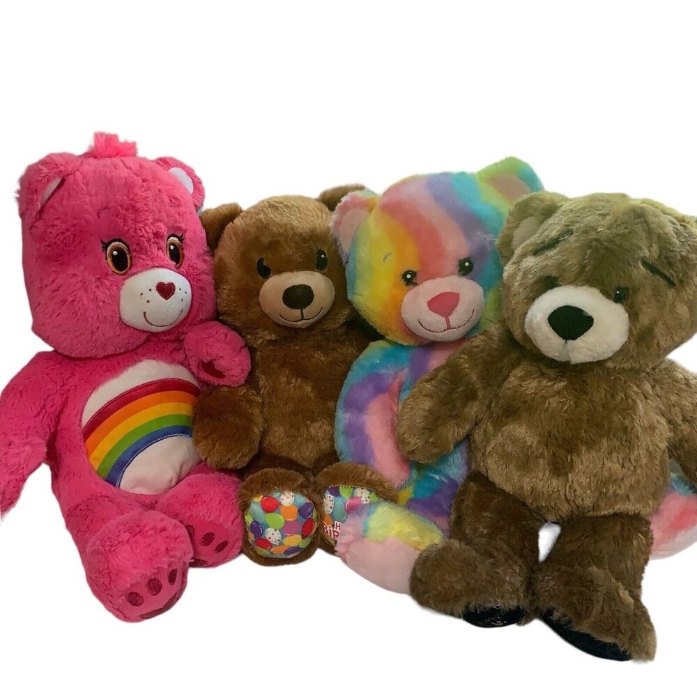 Build a Bear Lot of 4 Plush Stuffed Animal Toys Teddy Bear Rainbow Birthday
